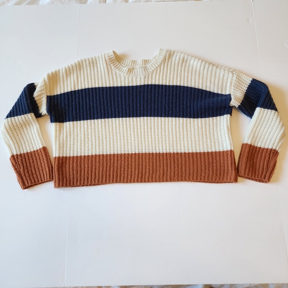 Sweater Blue Cream Brown size Small - Picture 7 of 16